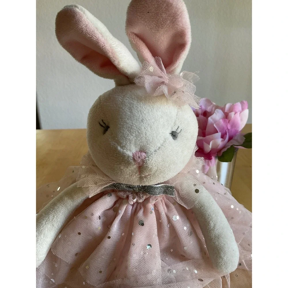 Stephen Joseph Pink Ballerina Bunny Plush Stuffed Animal Doll‎ Silver Sequins